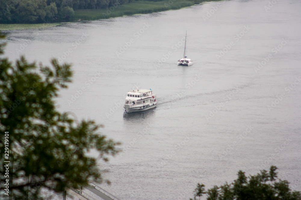 Boats on Dnipro river