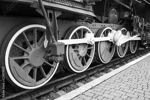 Wheels of old locomotive