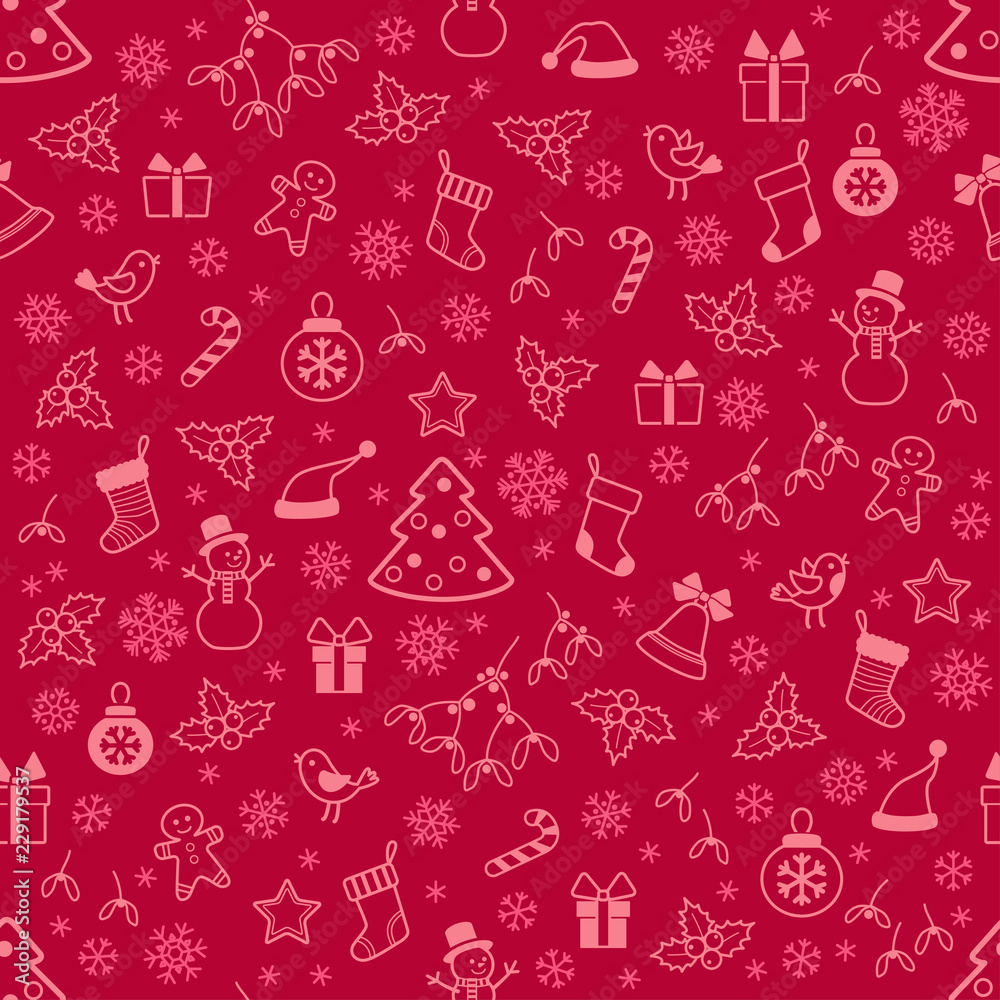 Naklejka premium Seamless pattern with Christmas elements for background