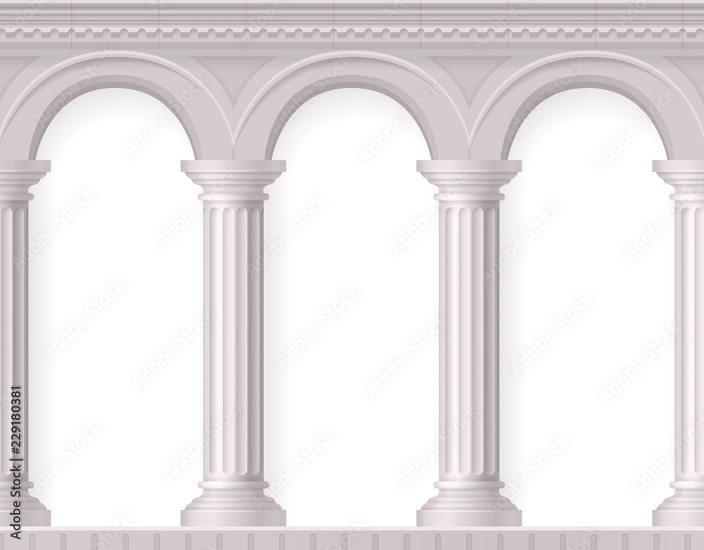Naklejka premium Realistic Antique White Columns Composition