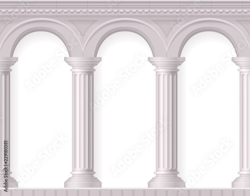 Realistic Antique White Columns Composition