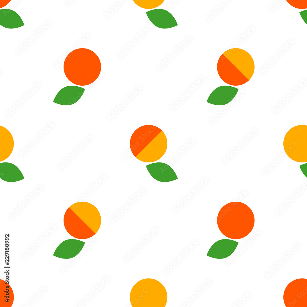 Seamless vector pattern with apricots on white background. Primitive design. Summer garden. Cute cartoon. Can be used for wallpaper, textile, invitation card, wrapping, web page background.