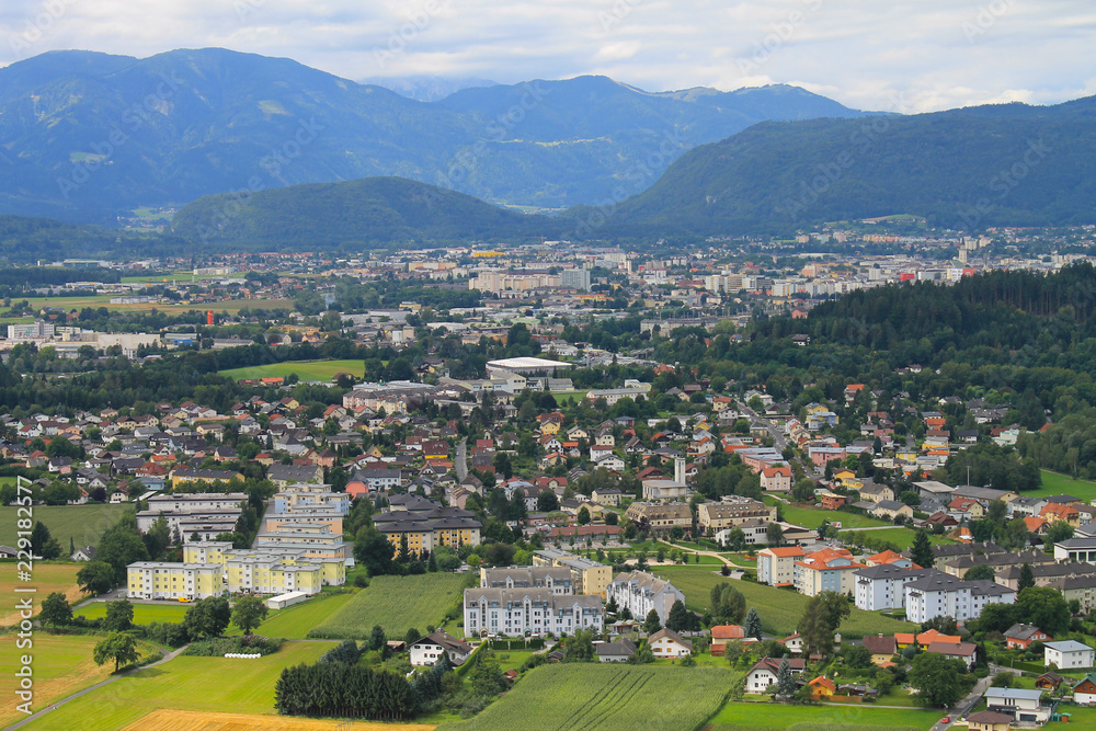 A beautiful colorful city in the mountains.