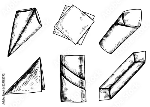 paper and tissue table napkins icon set. isolated objects