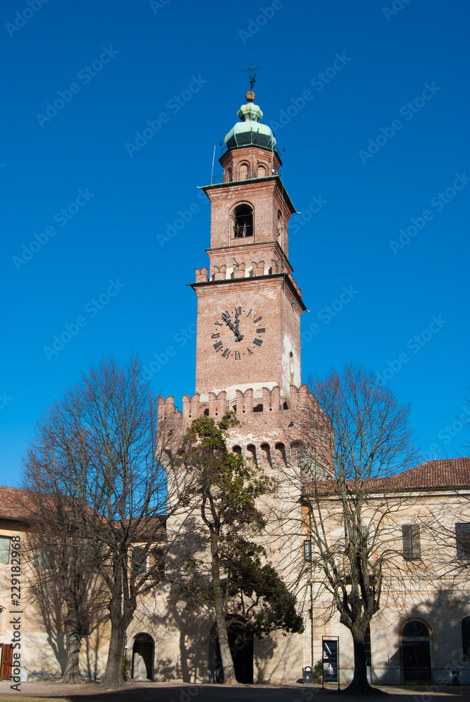 Fototapeta premium Bell tower of fortress of Vigevano