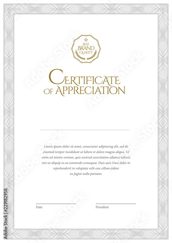 Certificate template. Diploma of modern design or gift certificate.