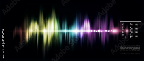 vector abstract background with a colored sound wave on a black background. Element for design, template, banner