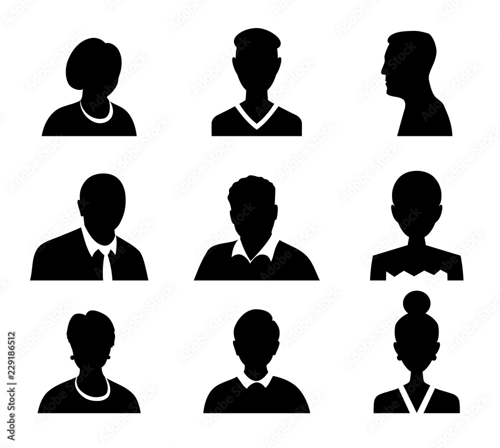 Set of vector men and women with business avatar profile picture. Avatars silhouette Set of vector men and women with business avatar profile picture. Avatars silhouette
