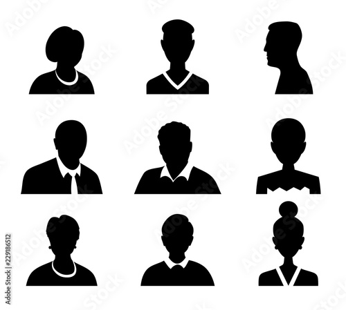 Set of vector men and women with business avatar profile picture. Avatars silhouette