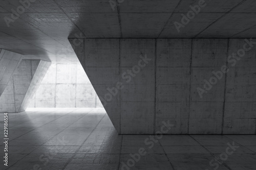 Fototapeta Naklejka Na Ścianę i Meble -  Abstract Empty space with concrete wall. Modern blank showroom with floor. Future concept. 3d rendering.