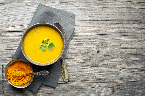 Soup curcuma and curry photo