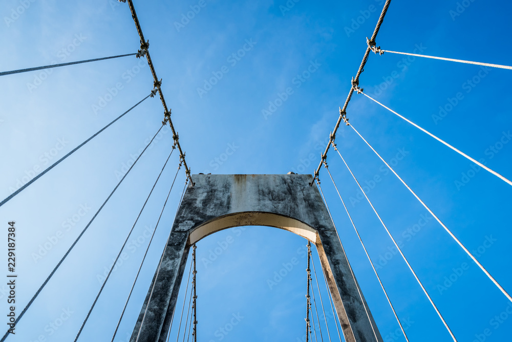 Fototapeta premium The wire metal rope bridge