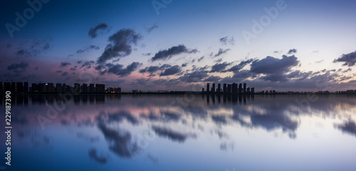 photo beautiful sunset evening over the city photo