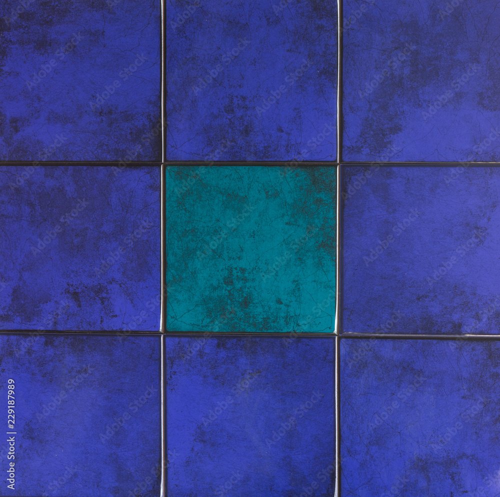 Fototapeta premium blue ceramic mosaic classic tile