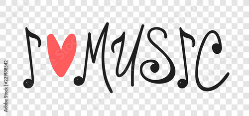Hand drawn quote about music. Doodle illustration. Creative ink art work. Actual vector text drawing