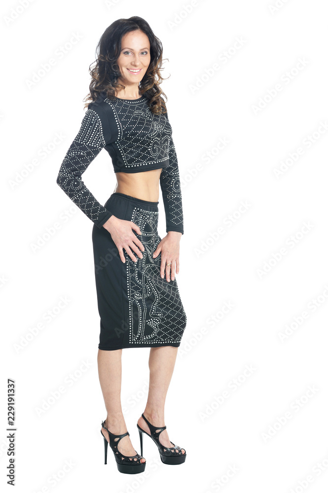 Portrait of beautiful woman posing on white background Portrait of beautiful woman posing on white background