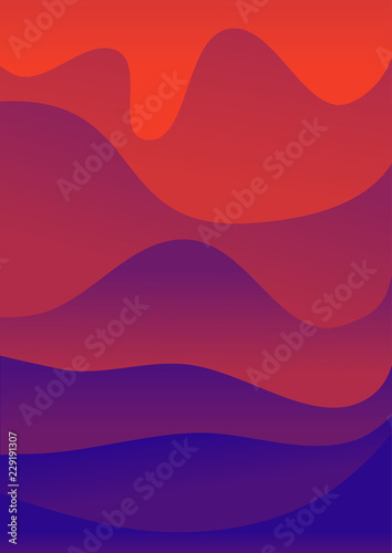 Abstract background with horisontal curvy waves. Step color gradient