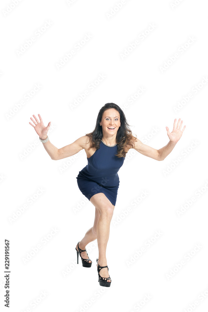Portrait of beautiful woman posing on white background Portrait of beautiful woman posing on white background