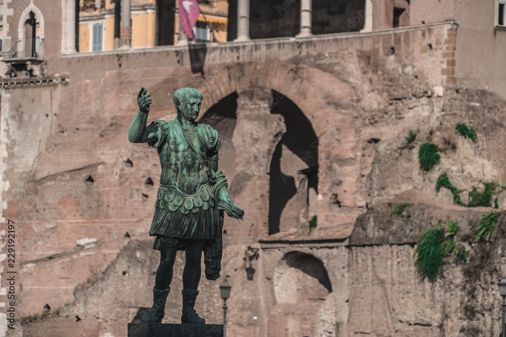 Bronce Statue Of Emperor Trajan In Rome