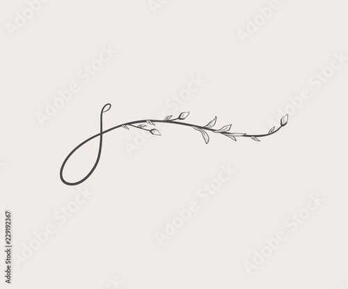 Vector Hand Drawn floral S monogram and logo