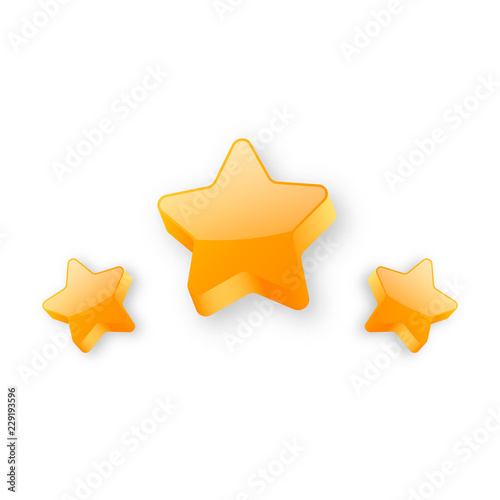 Three realistic glossy gold stars