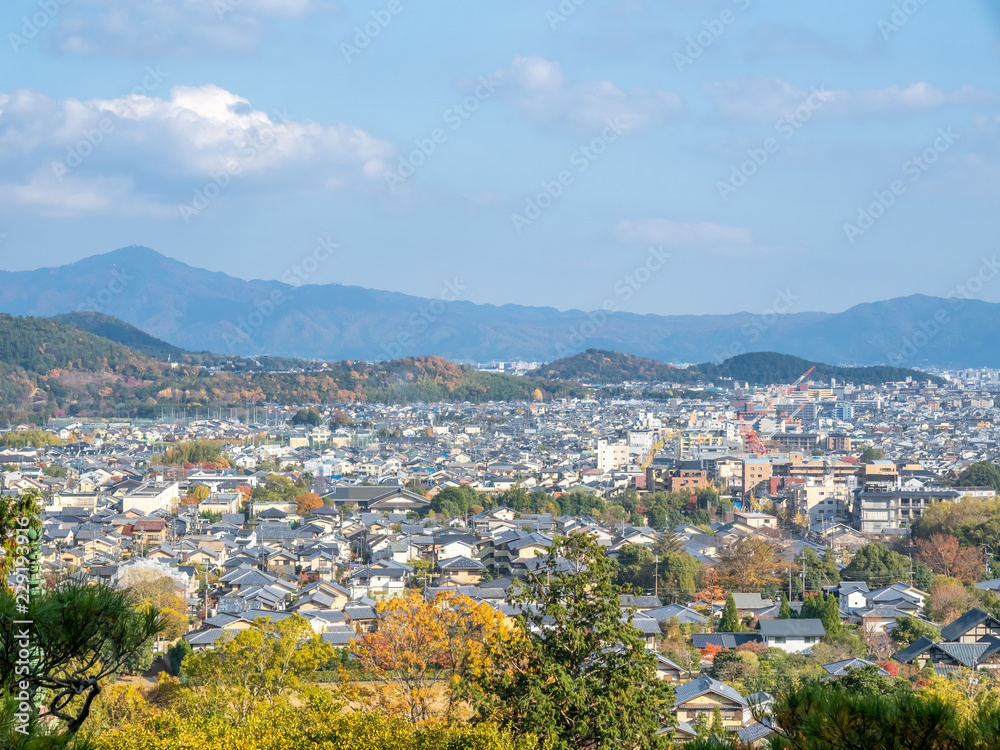 Arashiyama cityscape view in autumn, Japan