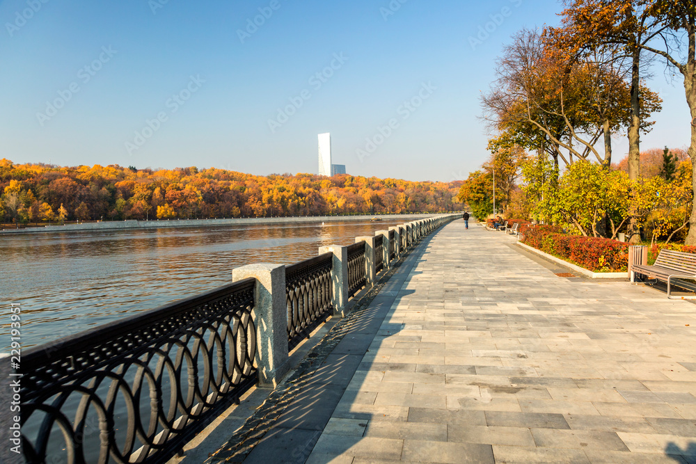Autumn nature on the waterfront. Moscow. October
