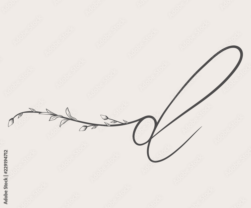 Vector Hand Drawn floral d monogram and logo Stock Vector | Adobe Stock