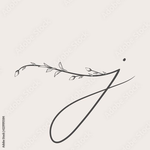 Vector Hand Drawn floral j monogram and logo