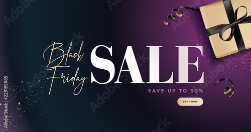 Black Friday sale banner. Social media vector illustration template for website and mobile website development, email and newsletter design, marketing material.