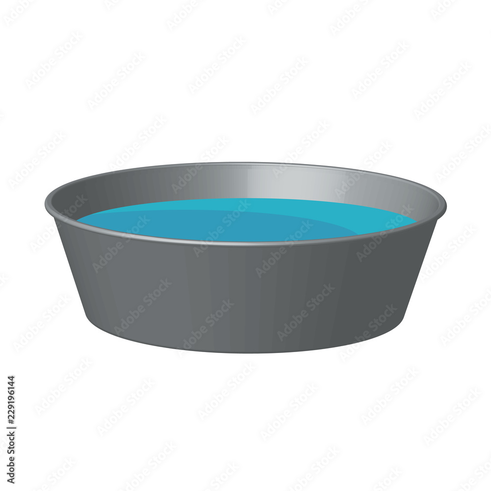 Aluminum Basin with water. Vector 3D. Aluminum Basin with water. Vector 3D.