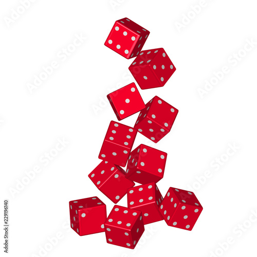The dice are falling down. Vector 3D.