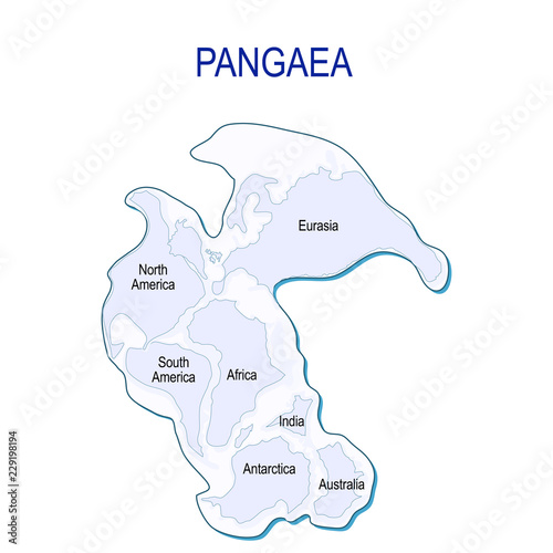Map of Pangaea with modern continental borders
