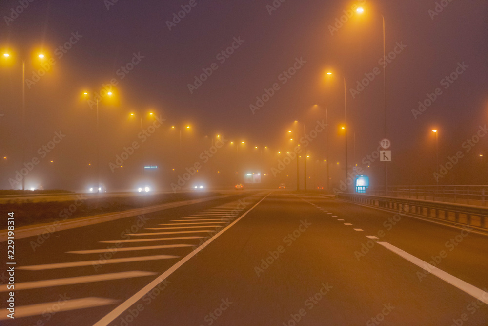 Foggy evening in the city Foggy evening in the city