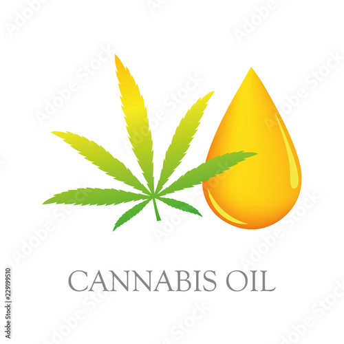 healthy cannabis oil drop and leaf