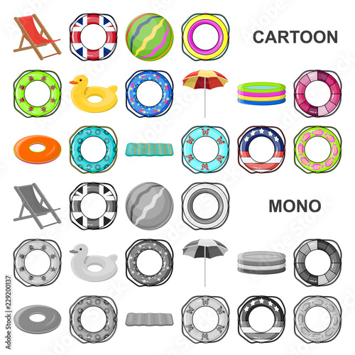 Multicolored swimming circle cartoon icons in set collection for design. Different lifebuoys vector symbol stock web illustration.