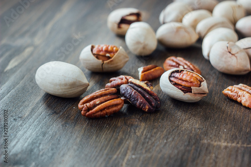 Pecan nuts on table