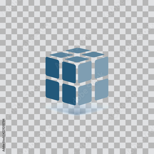 3D cube on a transparent background.