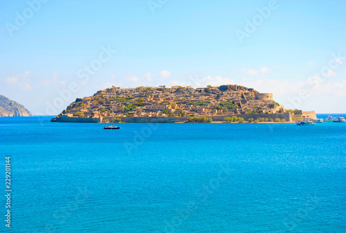 view on the Spinalonga island at Crete in Greece