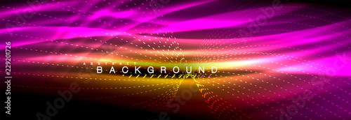 Liquid neon flowing waves, glowing light lines background