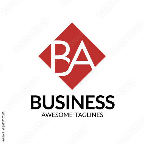 Business letter BA logo with geometric rhombus shape design vector. Simple and clean flat design of letter BA logo vector template