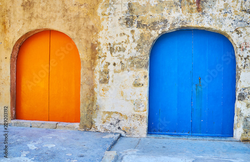 The colorful doors of boat houses in San Lawrenz, Gozo, Malta photo