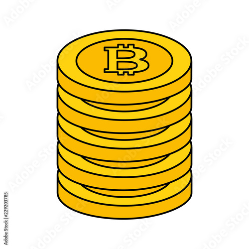 stack bitcoin cryptocurrency on white background