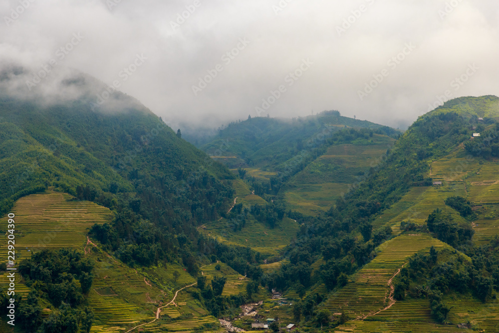 Obraz premium beautiful view of mountain in sapa most popular traveling destination in northern of vietnam