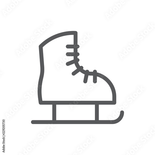 Skate line icon with editable stroke vector illustration - outline symbol of winter sport equipment.