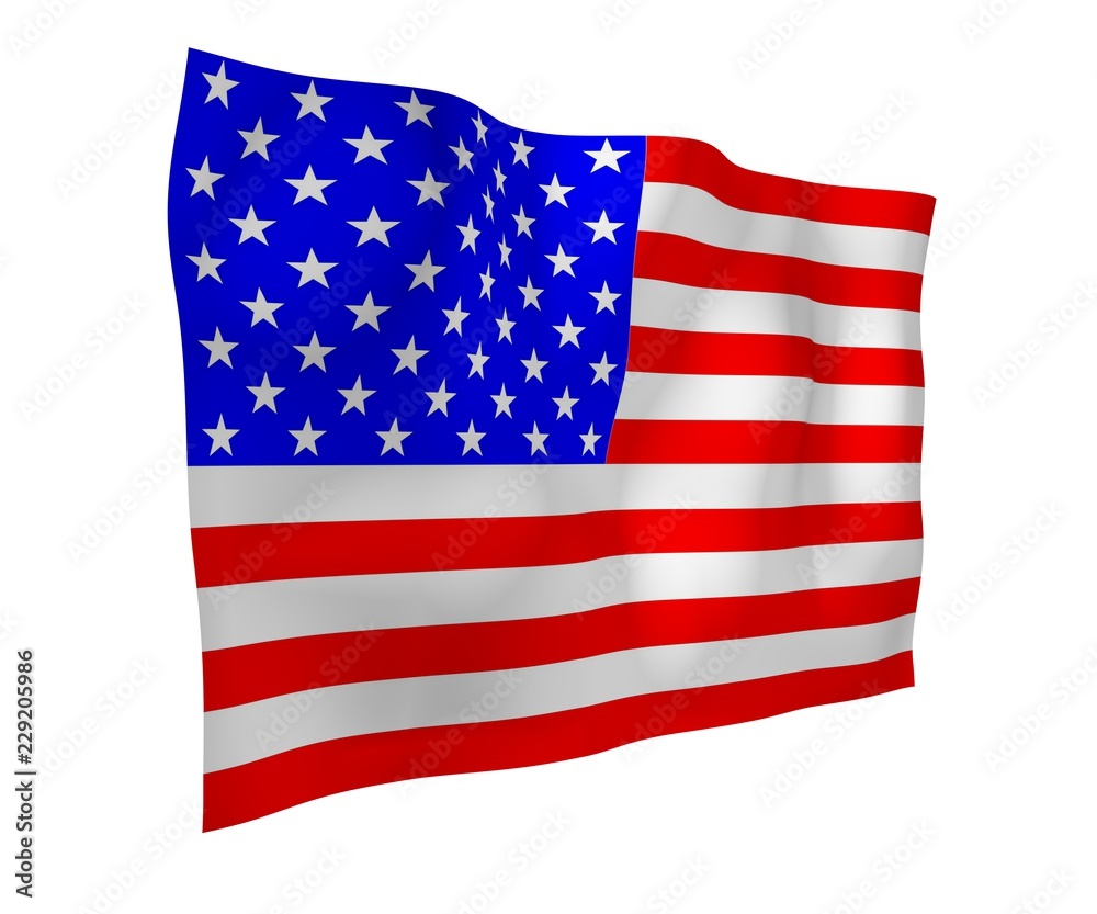 Obraz premium Waving flag of the United States of America. Stars and Stripes. State symbol of the USA. 3D illustration