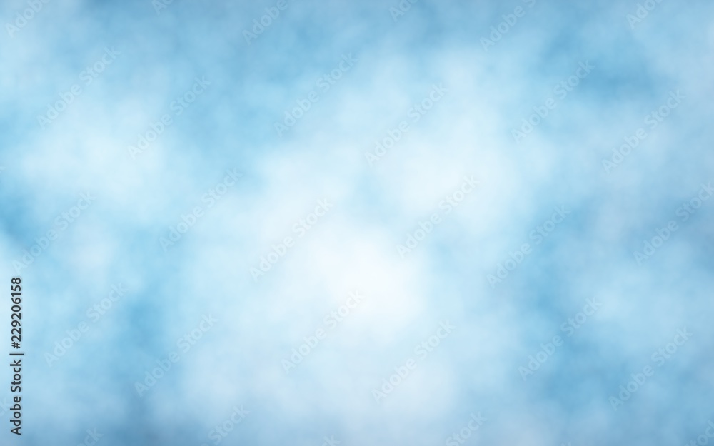 Background of abstract white color smoke isolated on blue color background. The wall of white fog. 3D illustration