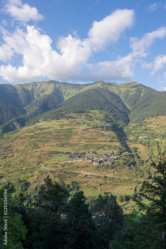 Mountains through the valley of aran in the pyrenees