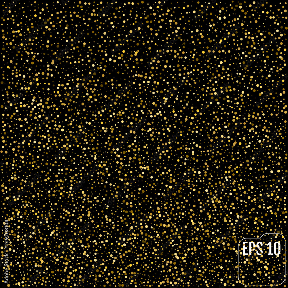 Golden glitter sparkle bubbles champagne particles stars on black background,happy new year holiday concept