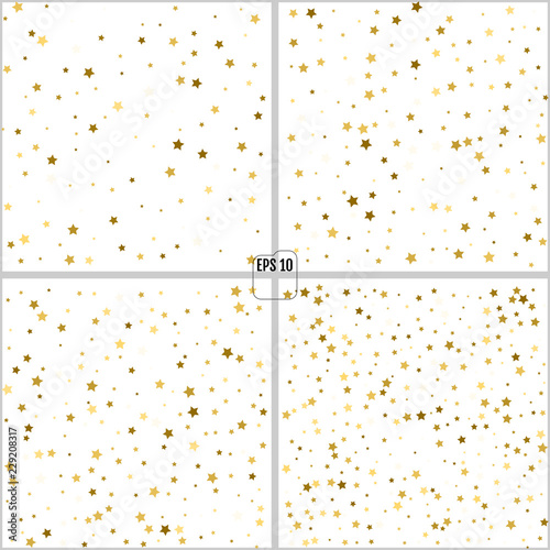 Wallpaper Mural Set of Gold stars. Confetti celebration, Falling golden abstract decoration for party, birthday celebrate, anniversary or event, festive. Festival decor. Vector illustration, 4 in 1 Torontodigital.ca